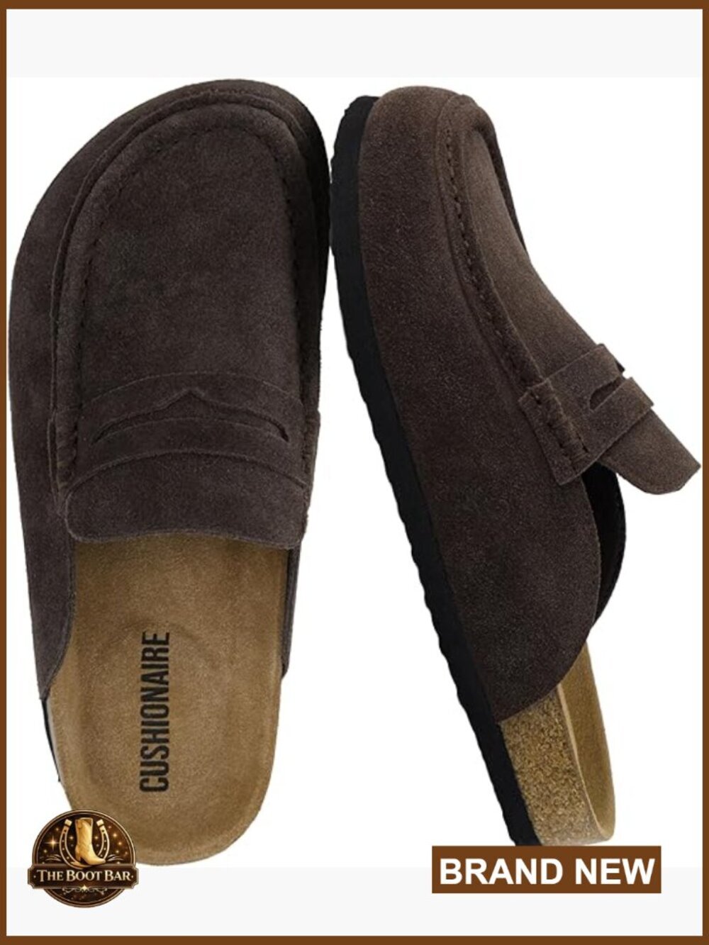 Genuine Leather Mule Clogs Slip On with Memory Foam Footbed Penny Strap